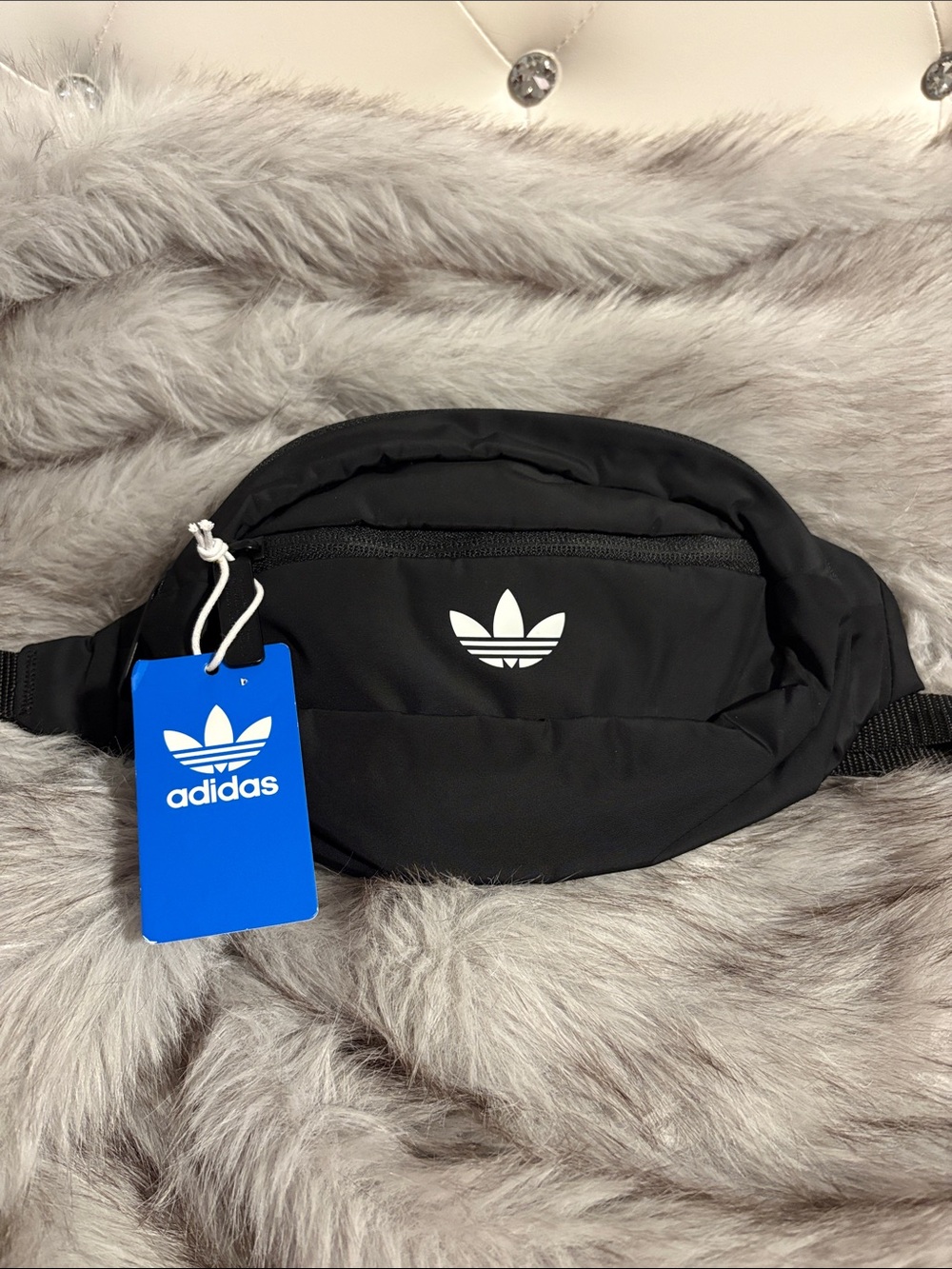 adidas Originals Black Belt Bag with White Trefoil